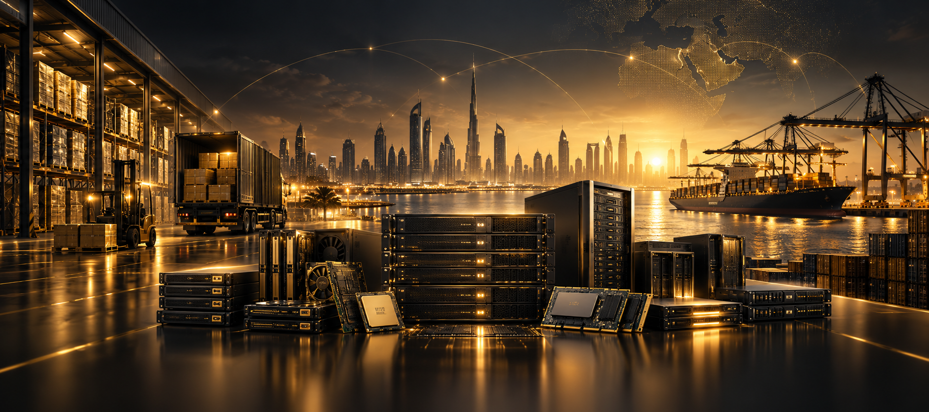 Golden Group Corporate Headquarters and Dubai Skyline